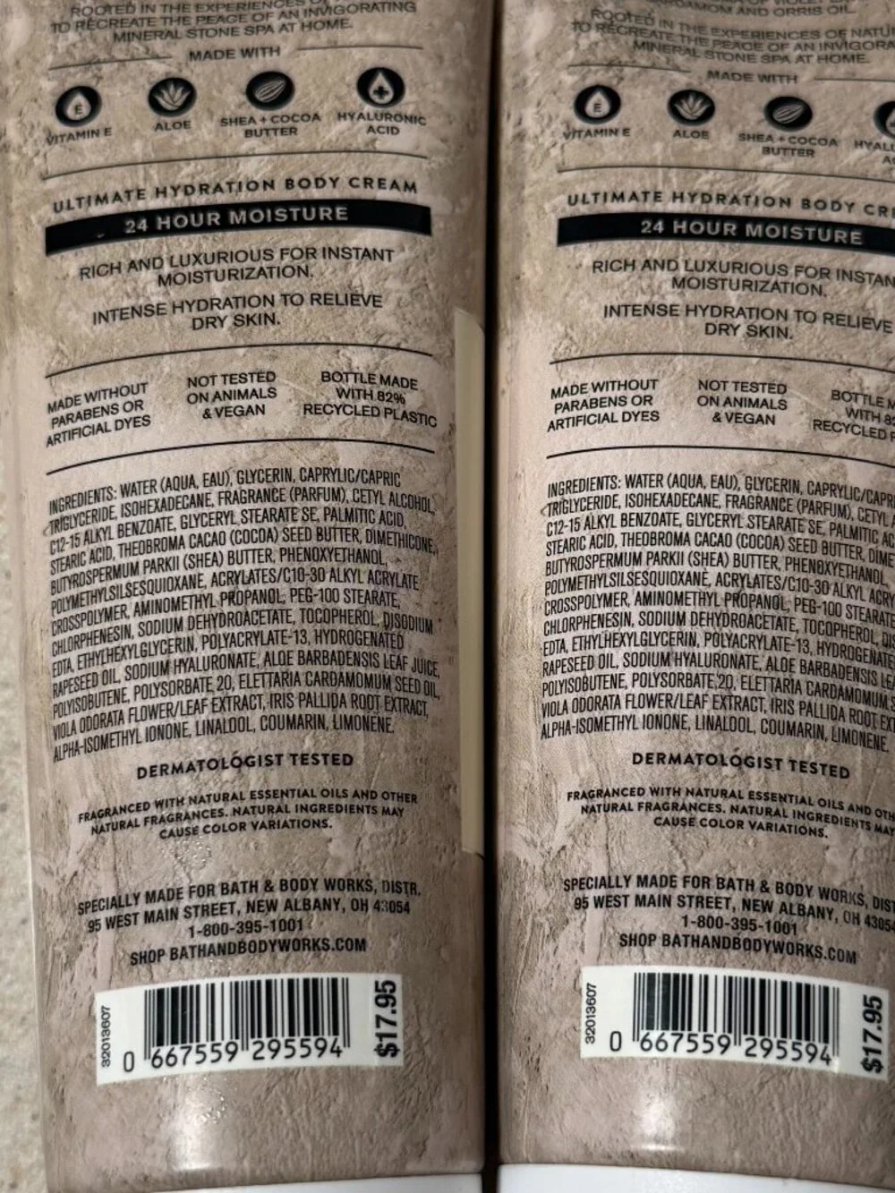 Bath & Body Works Mineral Stone Spa Ultimate Hydration Body Cream Lot 2x 8 oz